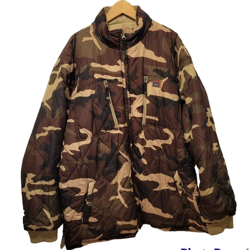 Vintage 90s Phat Farm Reversible Bomber Jacket Coat Camo Hidden Hood Hip Hop 2XL